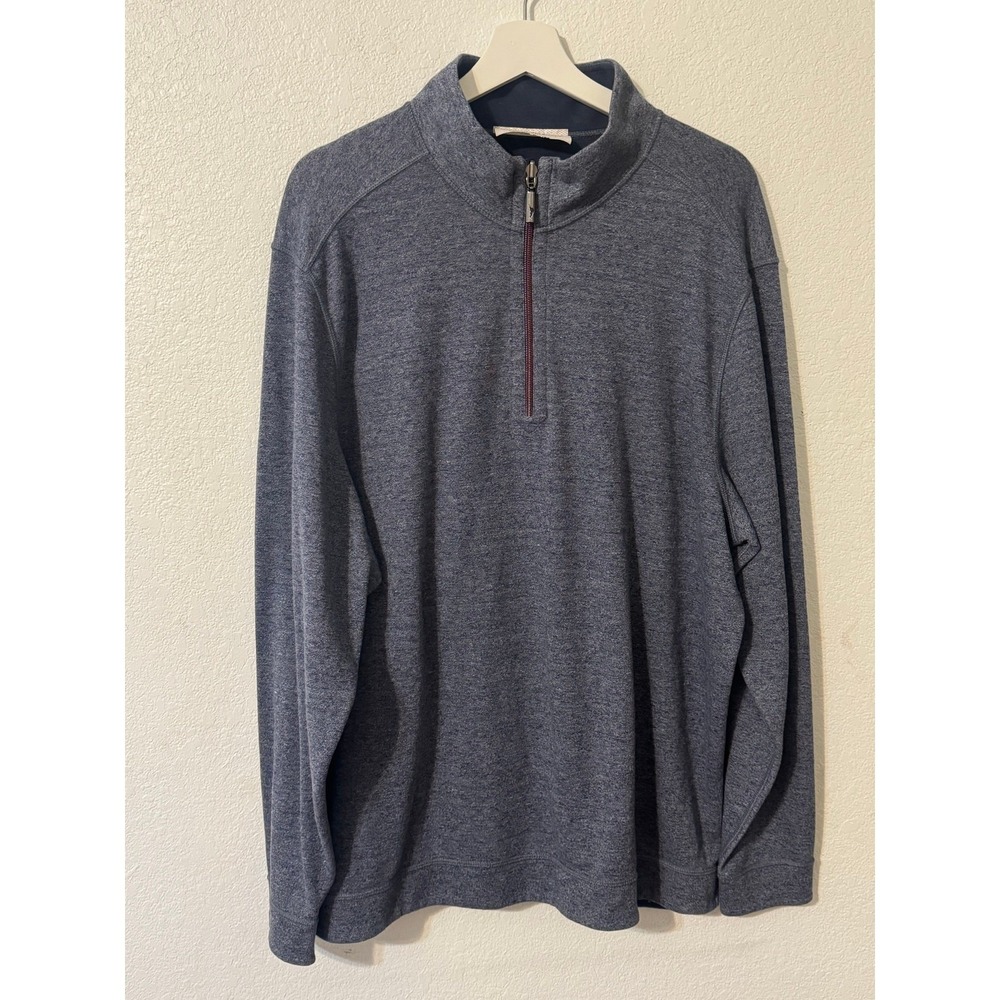 Tommy Bahama Reversible Quarter Zip Pullover Mens Sweater Casual Blue‎